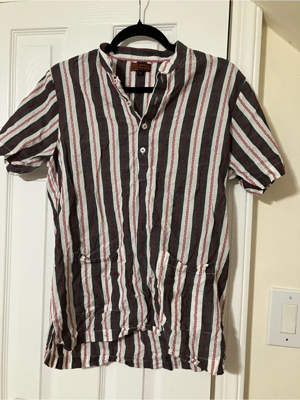 Casual Striped Short-Sleeve Button Henley - NWOT, size XS/S